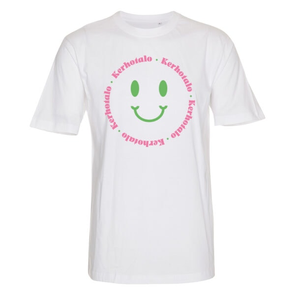 Kerhotalo Smiley T-paita (white), rinta, moniväri